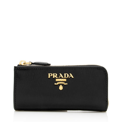 Prada Vitello Move Zip Around Key Holder (SHF-18999)
