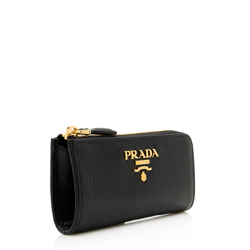 Prada Vitello Move Zip Around Key Holder (SHF-18999)