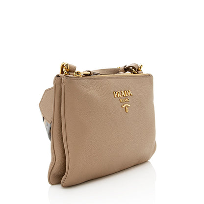 Prada Vitello Phenix Double Zip Crossbody Bag (SHF-19434)
