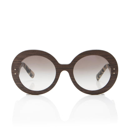 Prada Wooden Baroque Round Sunglasses