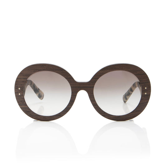 Prada Wooden Baroque Round Sunglasses