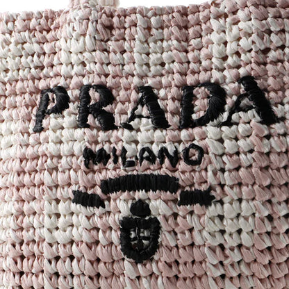 Prada Logo Tote Raffia Small