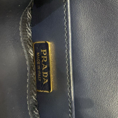 PRADA Triangolo Mini Jacquard Symbole Tote Crossbody Bag Navy Blue