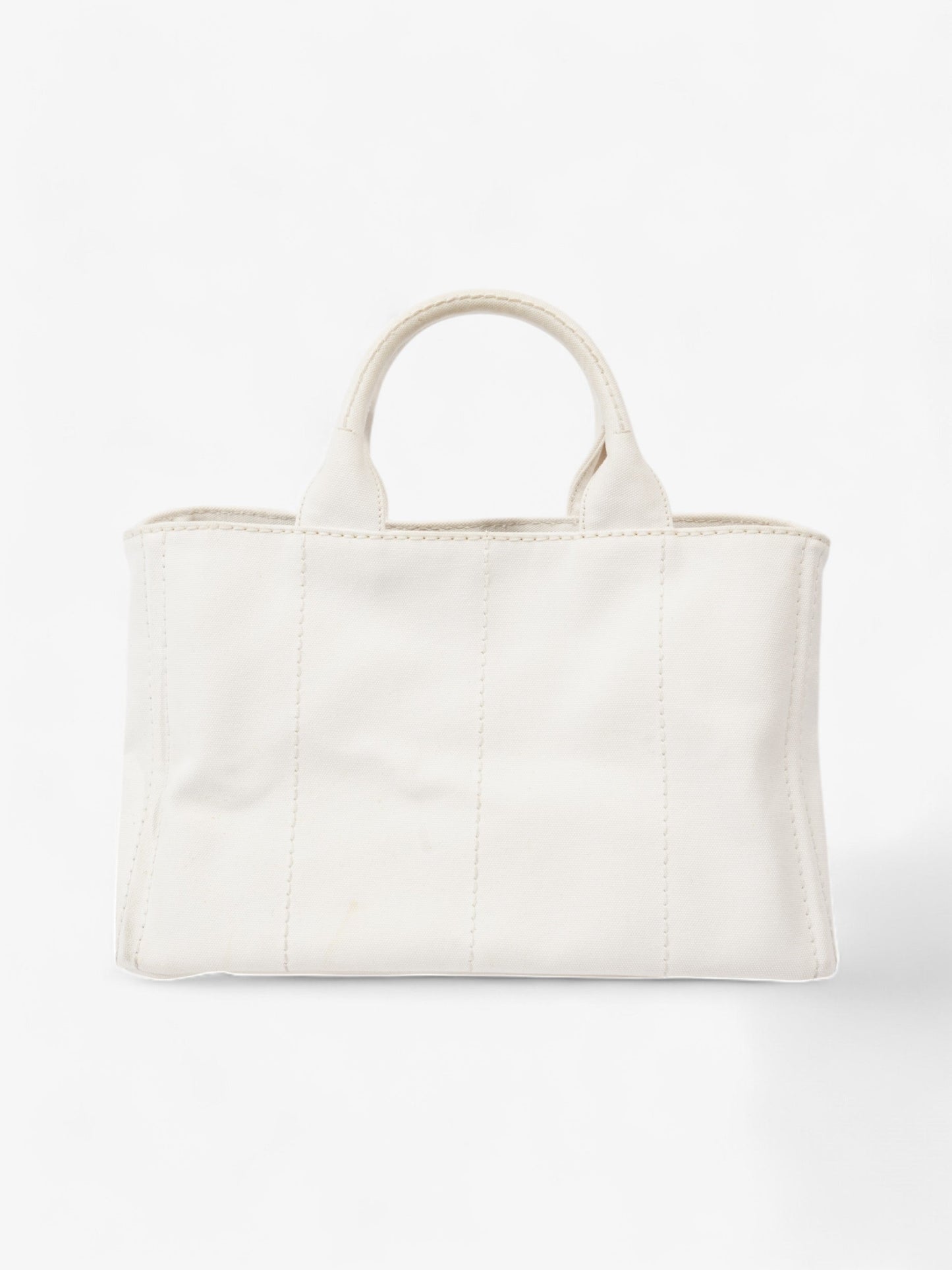 Prada Canapa Tote White / Navy Blue Canvas Medium