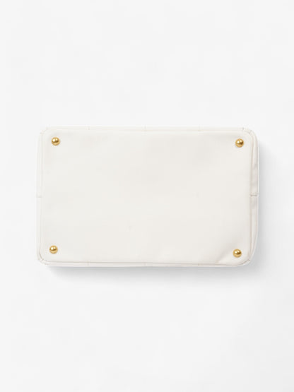 Prada Canapa Tote White / Navy Blue Canvas Medium