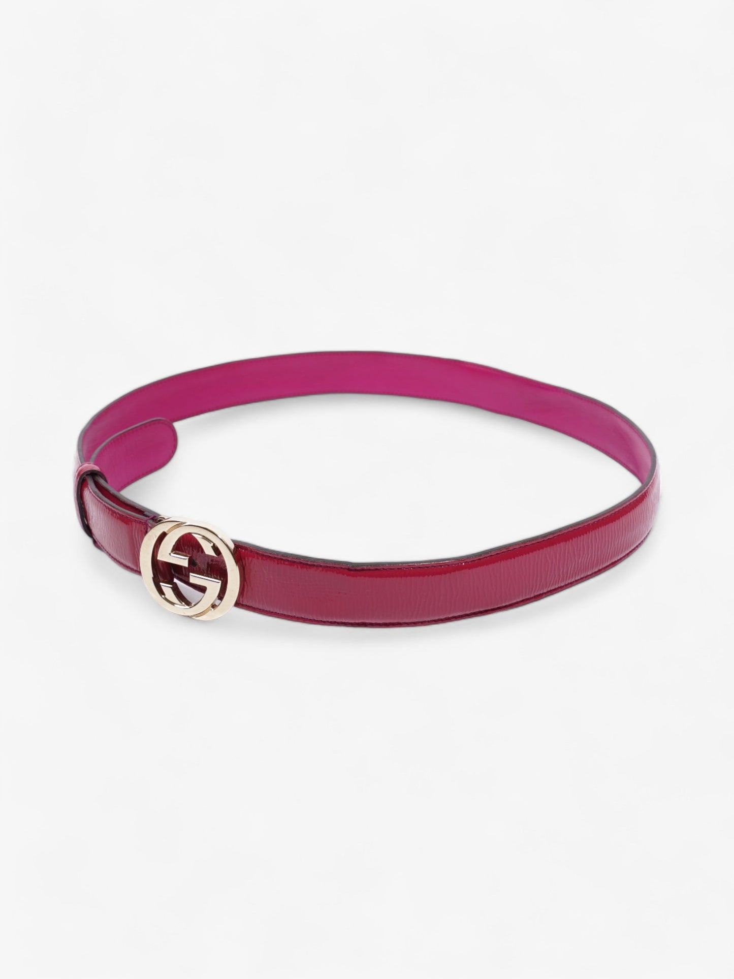 Gucci Interlocking G Belt Pink Patent Leather 95cm 38mm