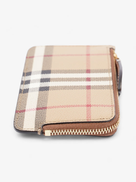Burberry Check Zip Card Case Archive Beige Coated Canvas