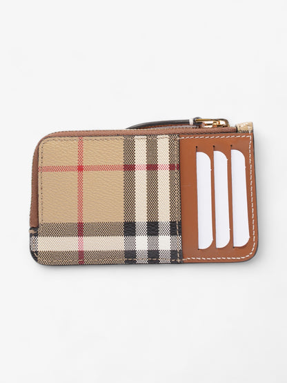 Burberry Check Zip Card Case Archive Beige Coated Canvas