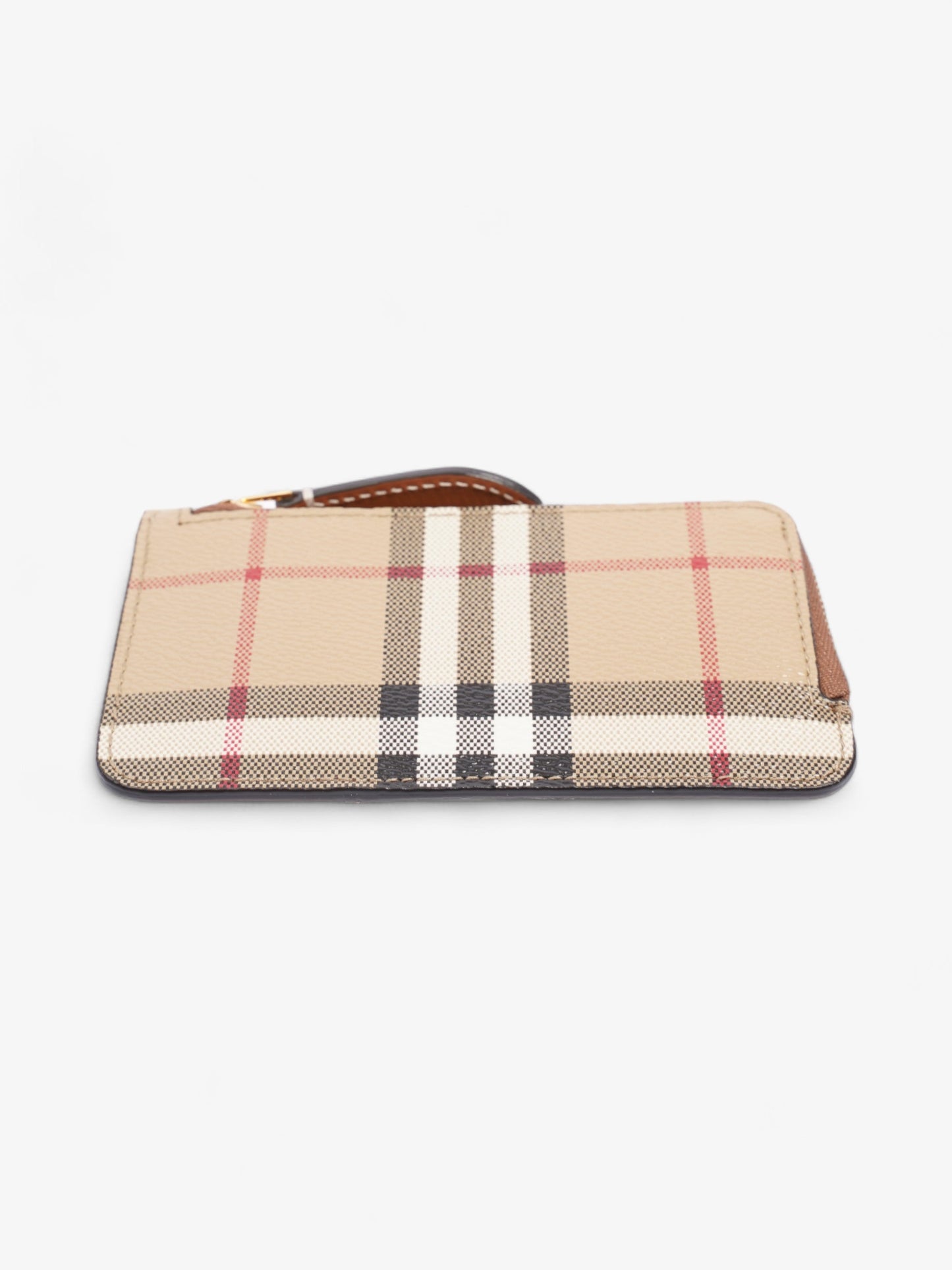 Burberry Check Zip Card Case Archive Beige Coated Canvas
