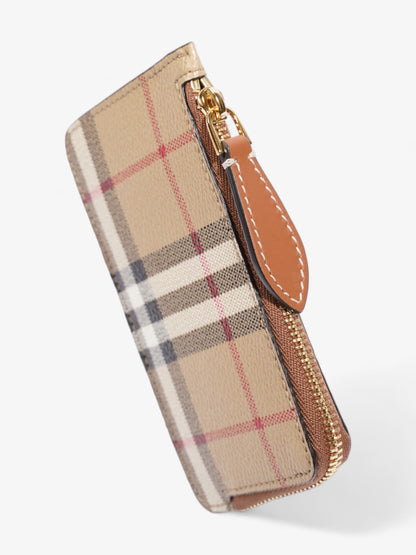 Burberry Check Zip Card Case Archive Beige Coated Canvas