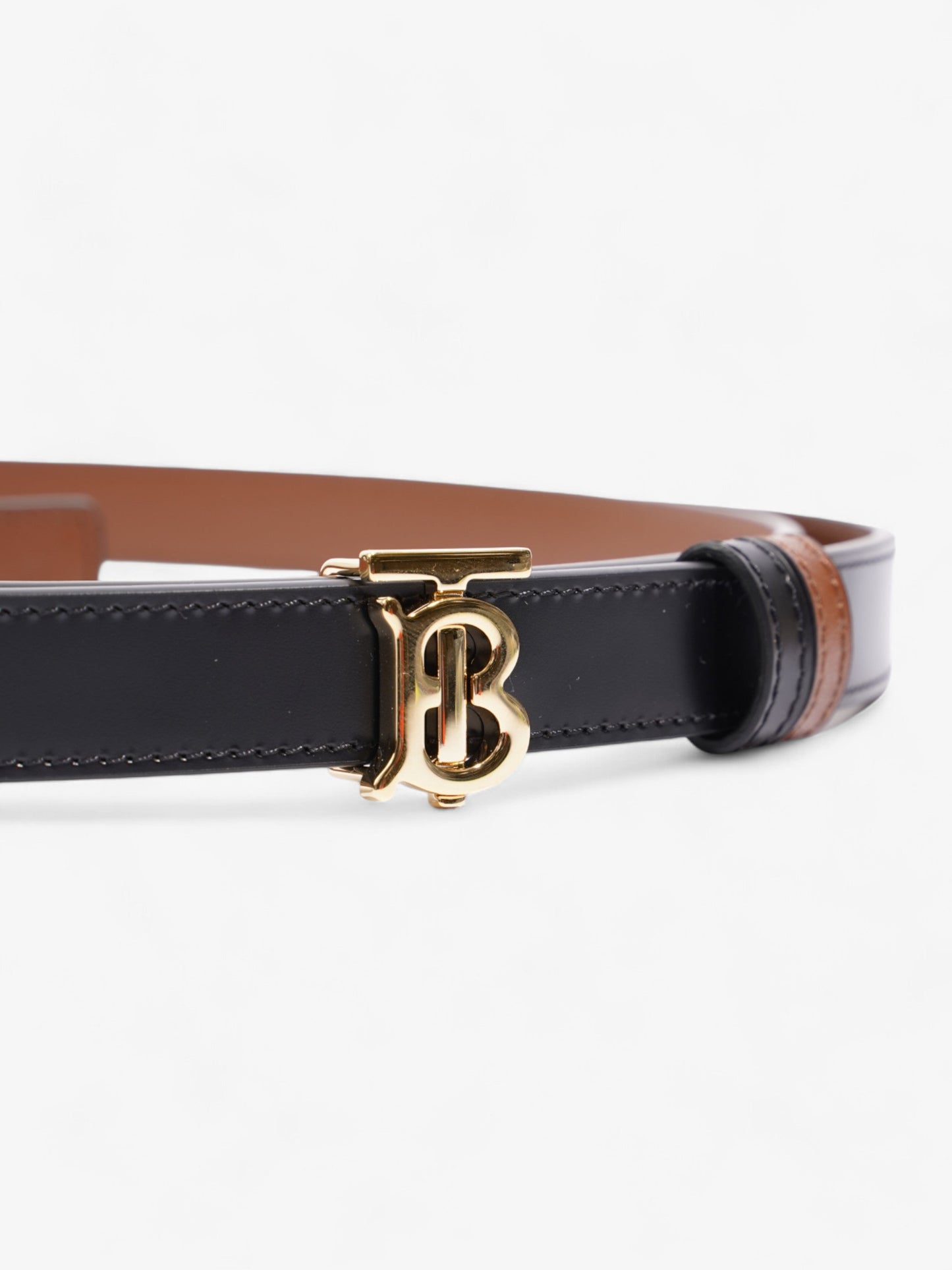 Burberry TB Reversible Belt Black / Brown / Gold Leather Medium - 123cm