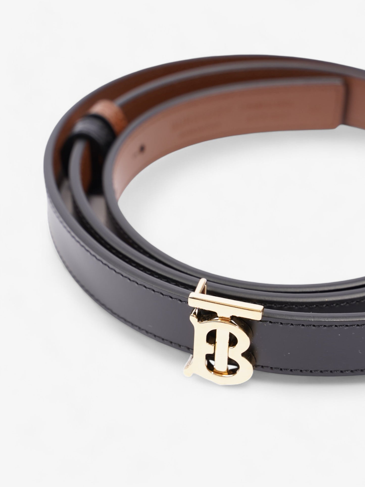 Burberry TB Reversible Belt Black / Brown / Gold Leather Medium - 123cm