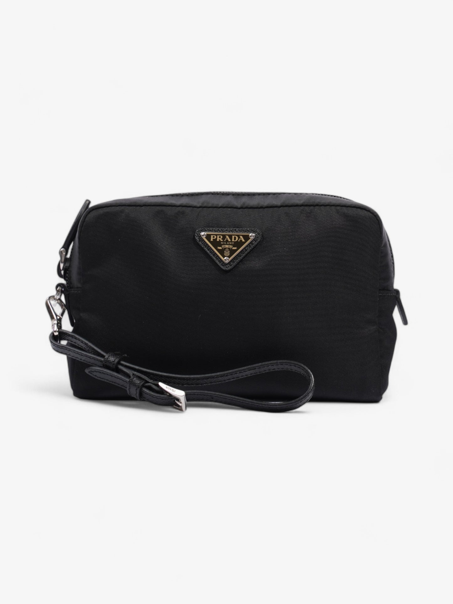 Prada Pouch Wristlet Black Re Nylon