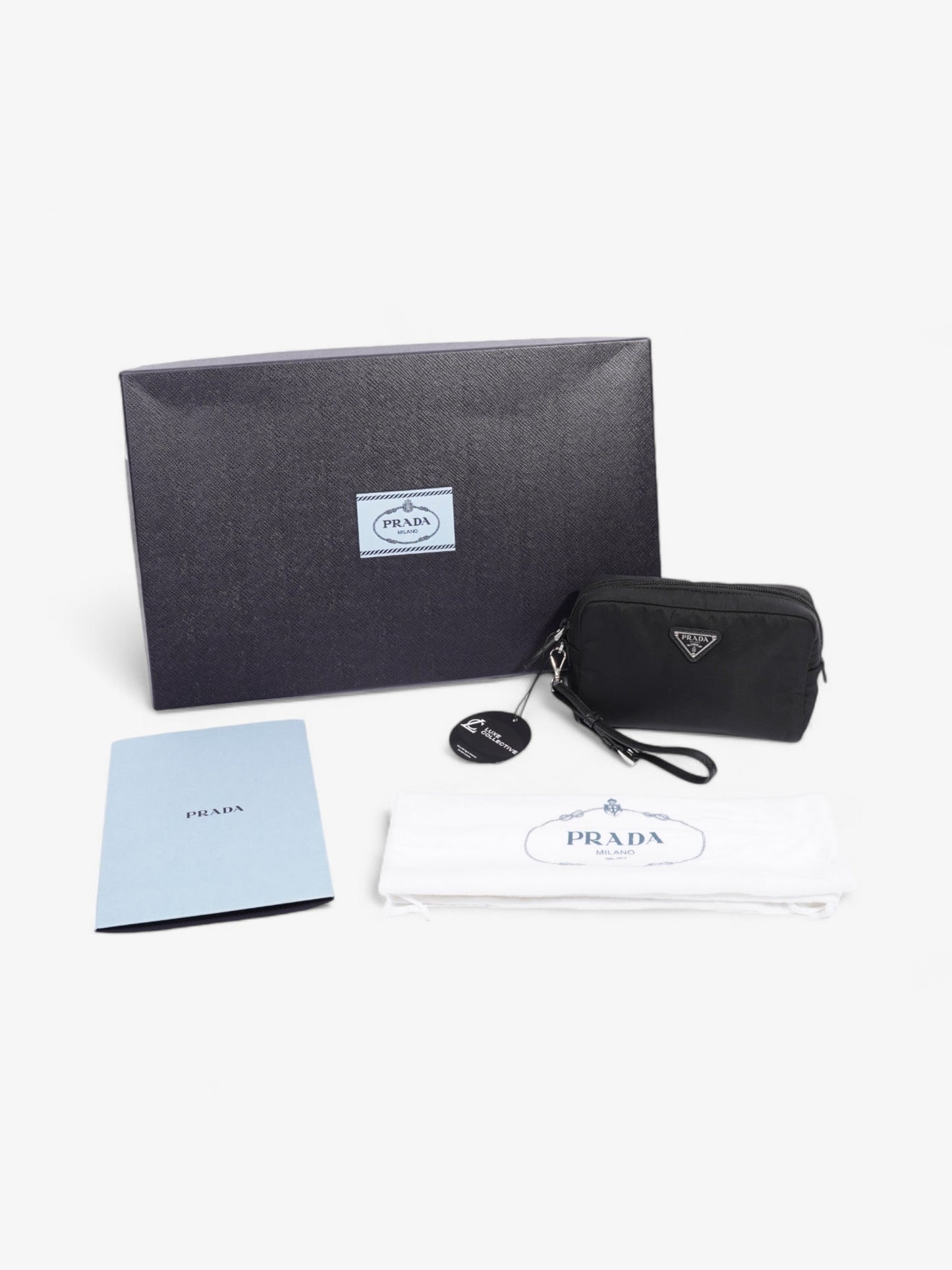 Prada Pouch Wristlet Black Re Nylon