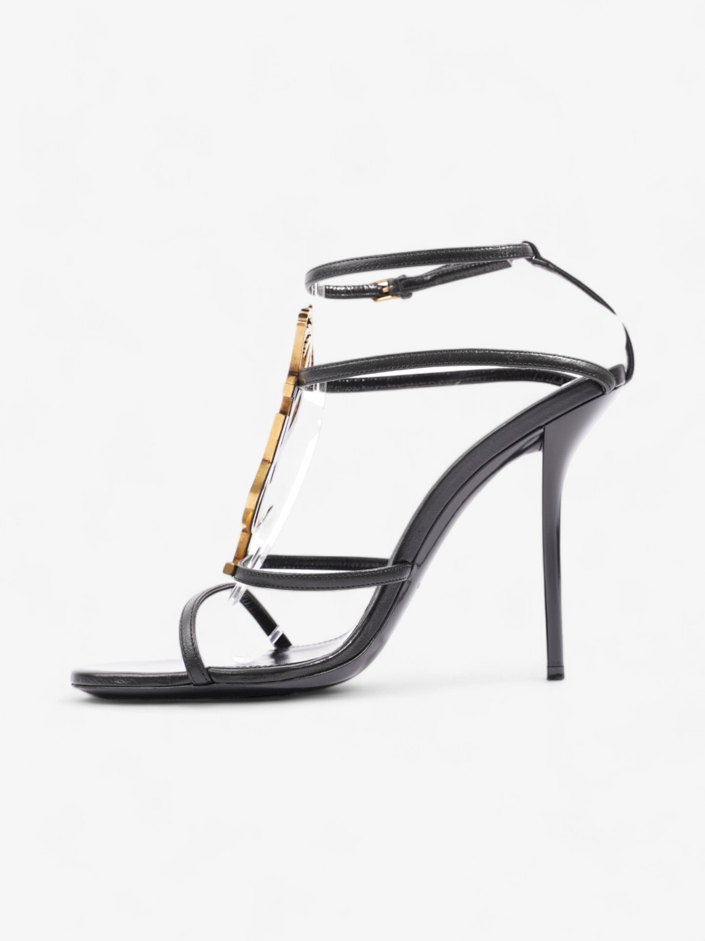 Saint Laurent Cassandra Palm Heels 110mm Black / Gold Leather EU 39 UK 6