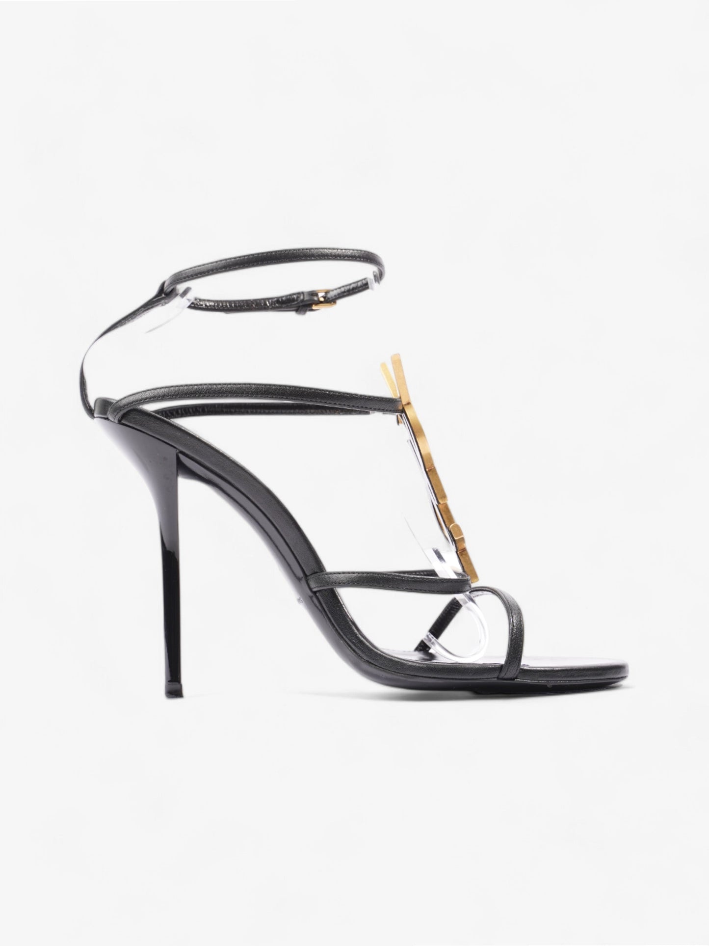 Saint Laurent Cassandra Palm Heels 110mm Black / Gold Leather EU 39 UK 6