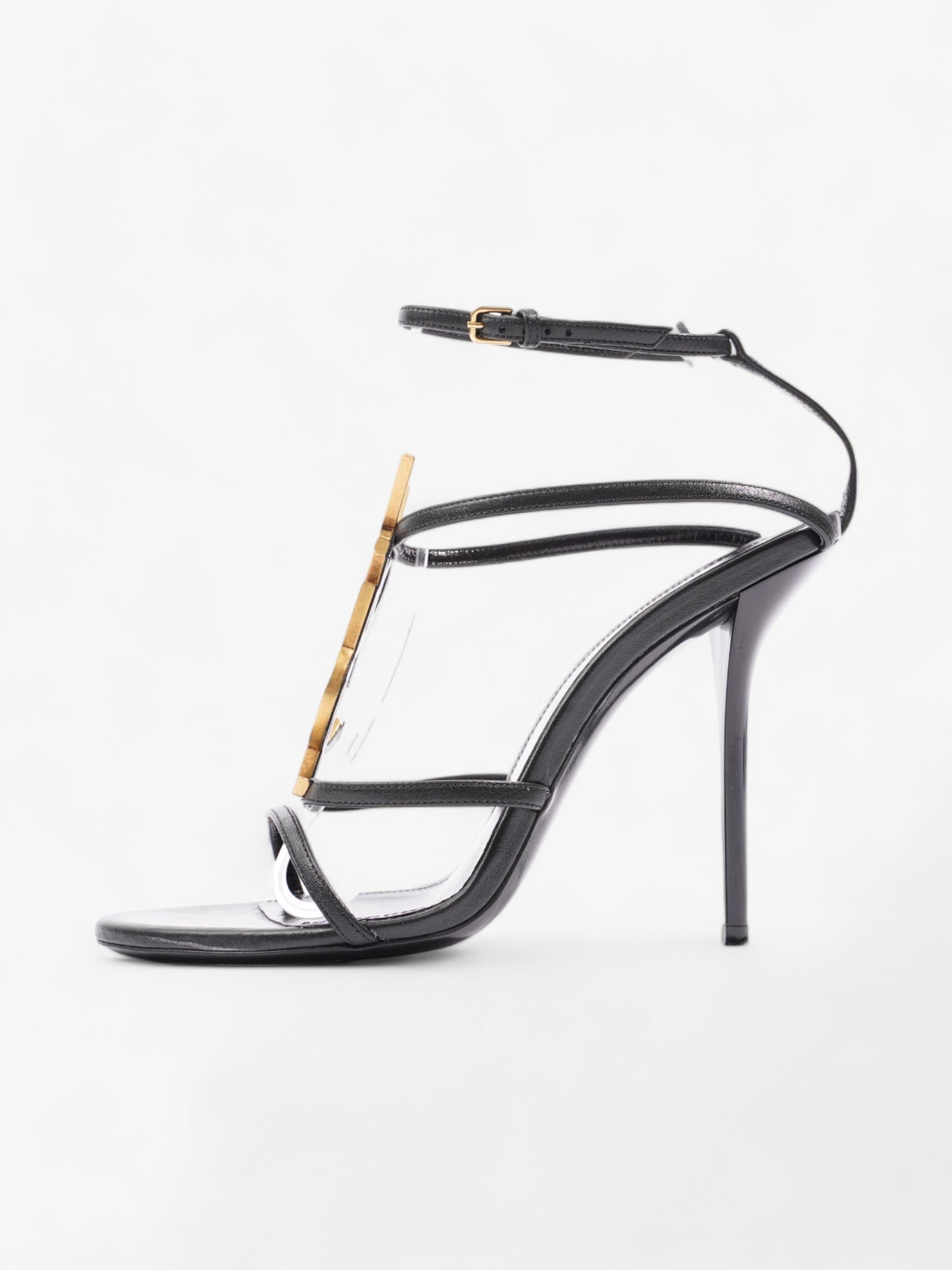 Saint Laurent Cassandra Palm Heels 110mm Black / Gold Leather EU 39 UK 6