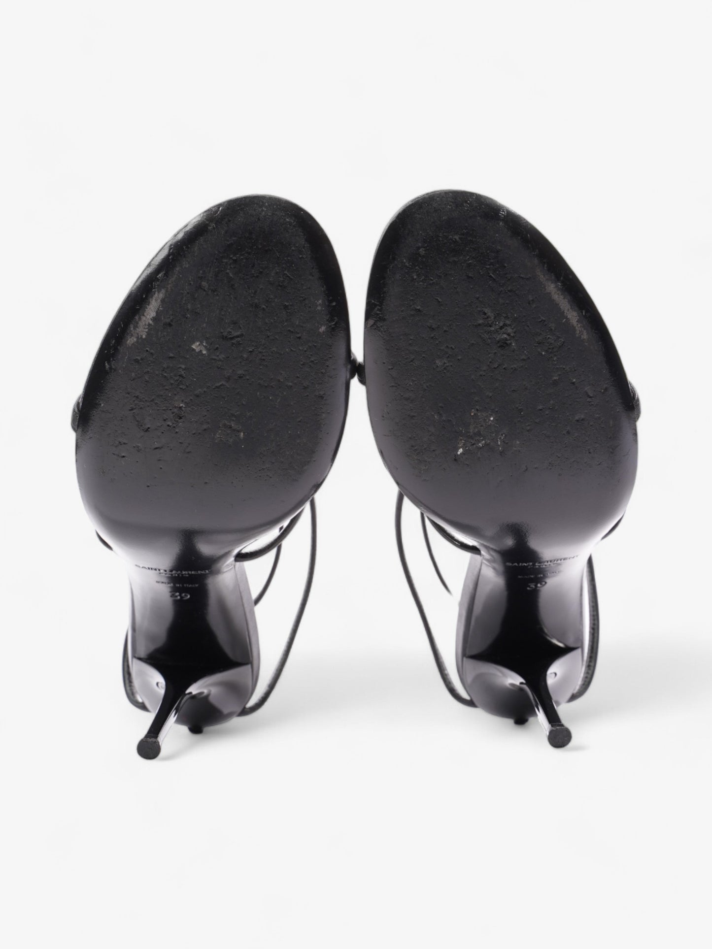 Saint Laurent Cassandra Palm Heels 110mm Black / Gold Leather EU 39 UK 6