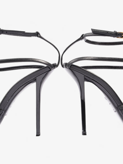 Saint Laurent Cassandra Palm Heels 110mm Black / Gold Leather EU 39 UK 6