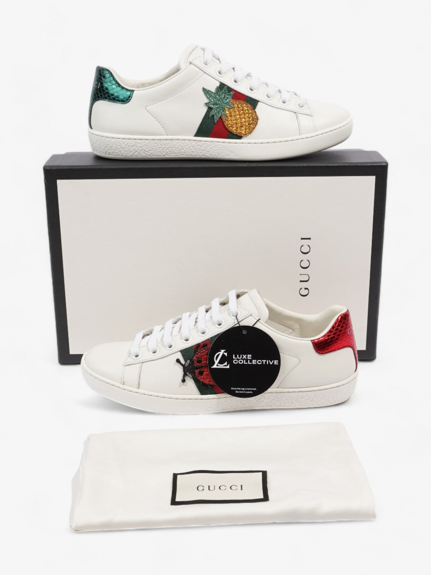Gucci Ace Embroidered Sneakers White / Red / Green Leather EU 35.5 UK 2.5