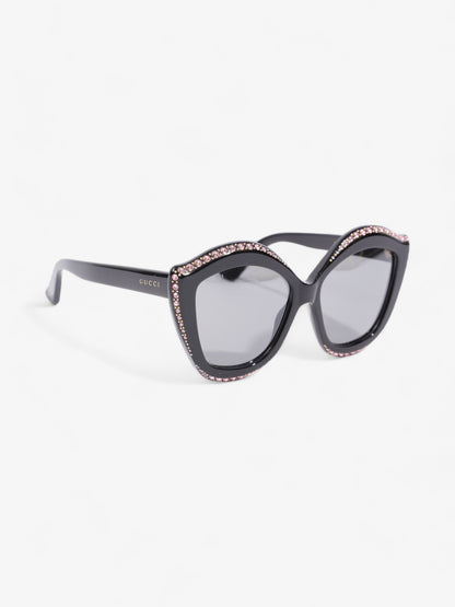 Gucci Crystal Cat Eye Sunglasses Black / Pink Acetate 140mm