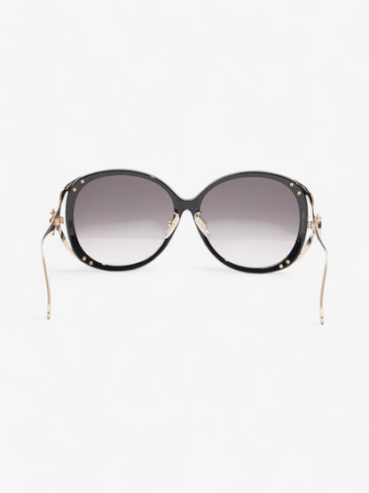 Gucci GG Web Sunglasses Black / Gold / Green Acetate 130mm