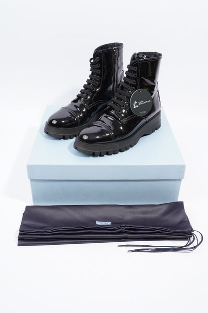 Prada Boots Black Patent Leather EU 36.5 UK 3.5