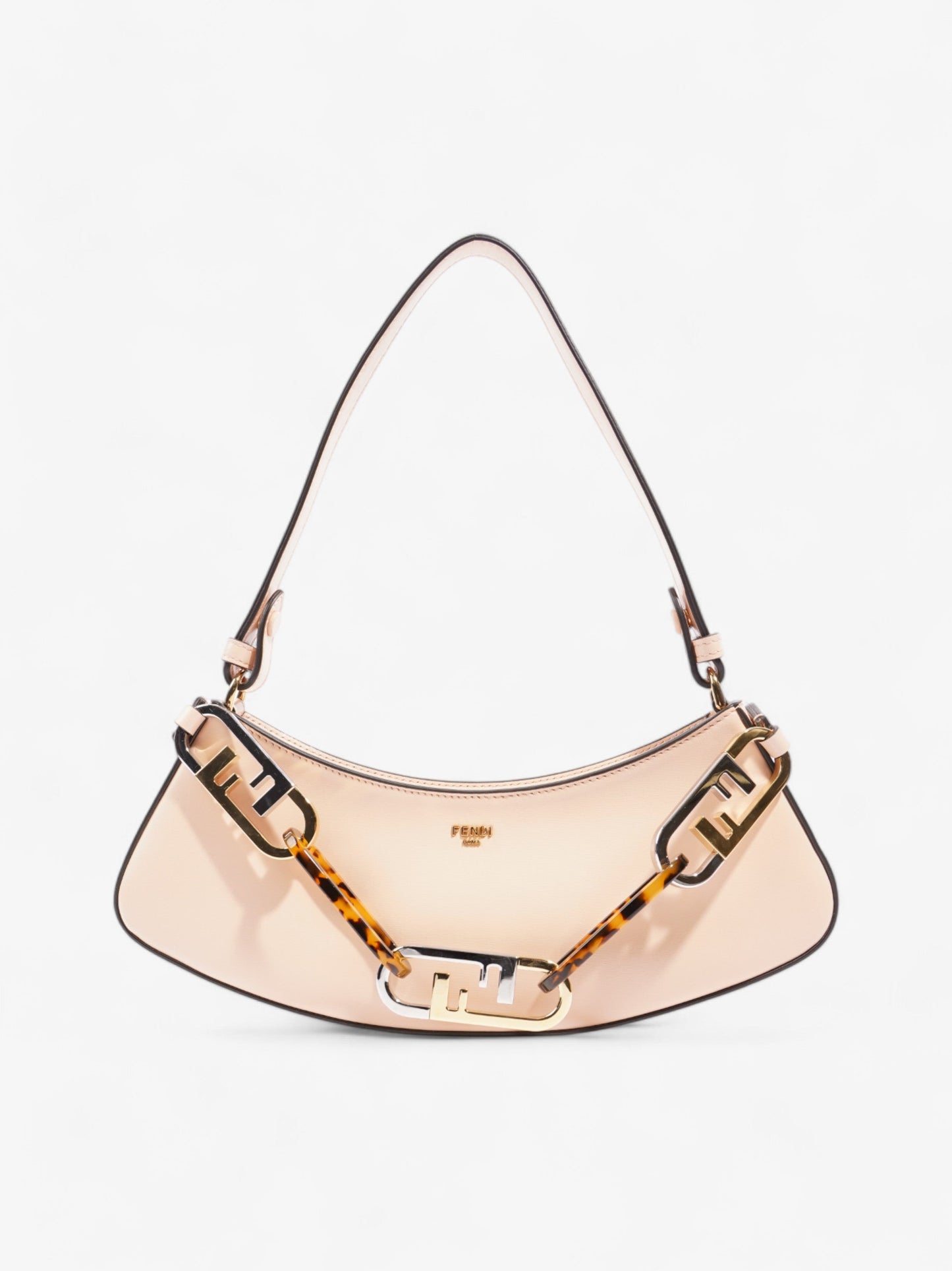Fendi O Lock Swing Light Rose / Tortoise / Silver Calfskin Leather