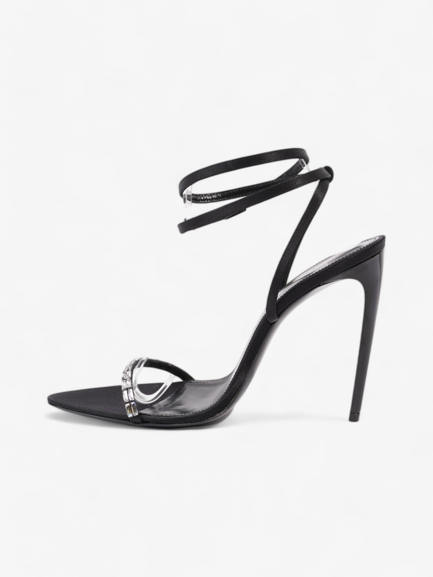 Saint Laurent Gloria  110 Black Satin EU 38.5 UK 5.5