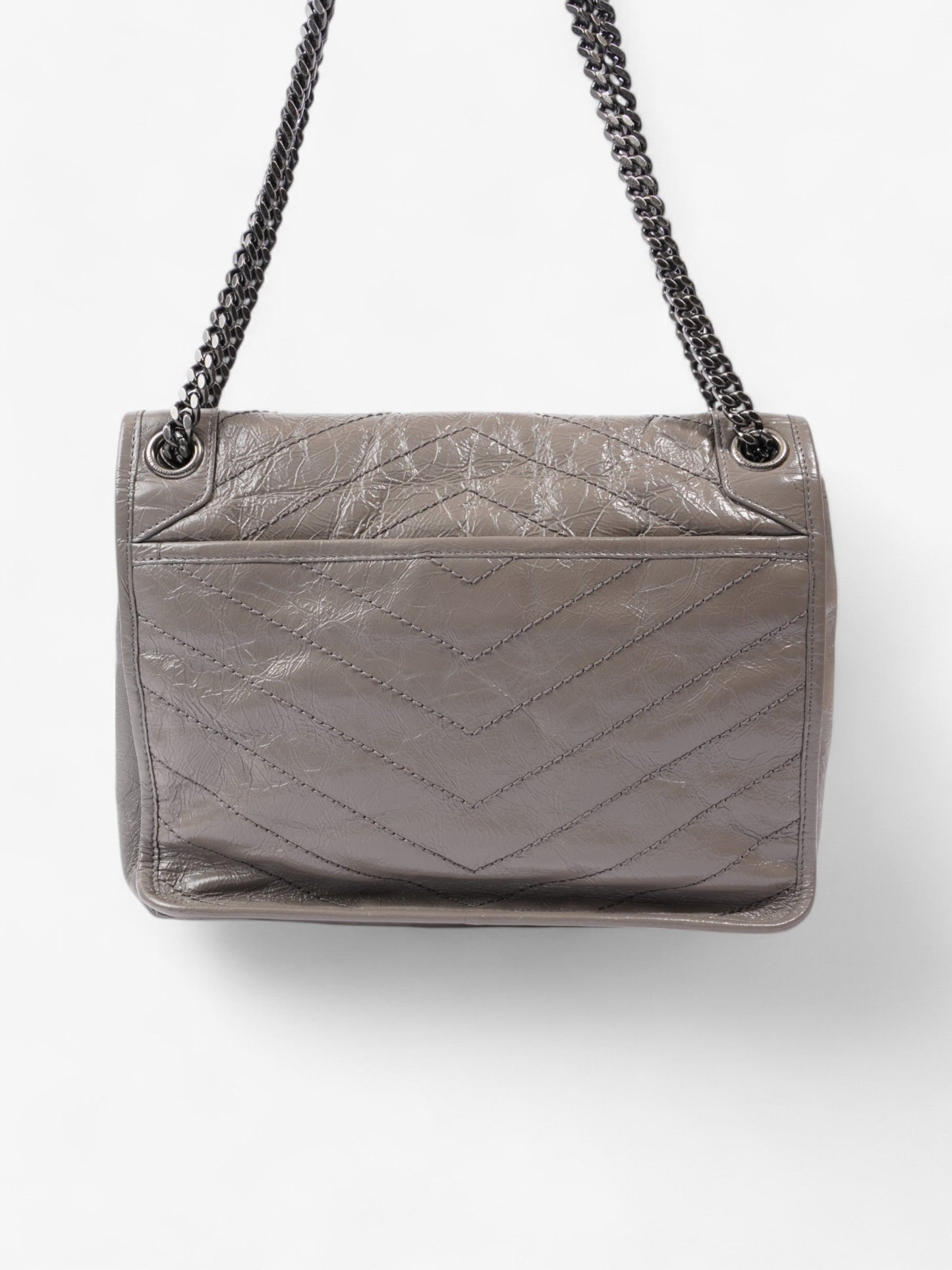 Saint Laurent Niki Grey Calfskin Leather Medium