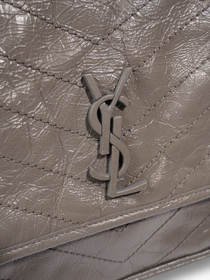 Saint Laurent Niki Grey Calfskin Leather Medium