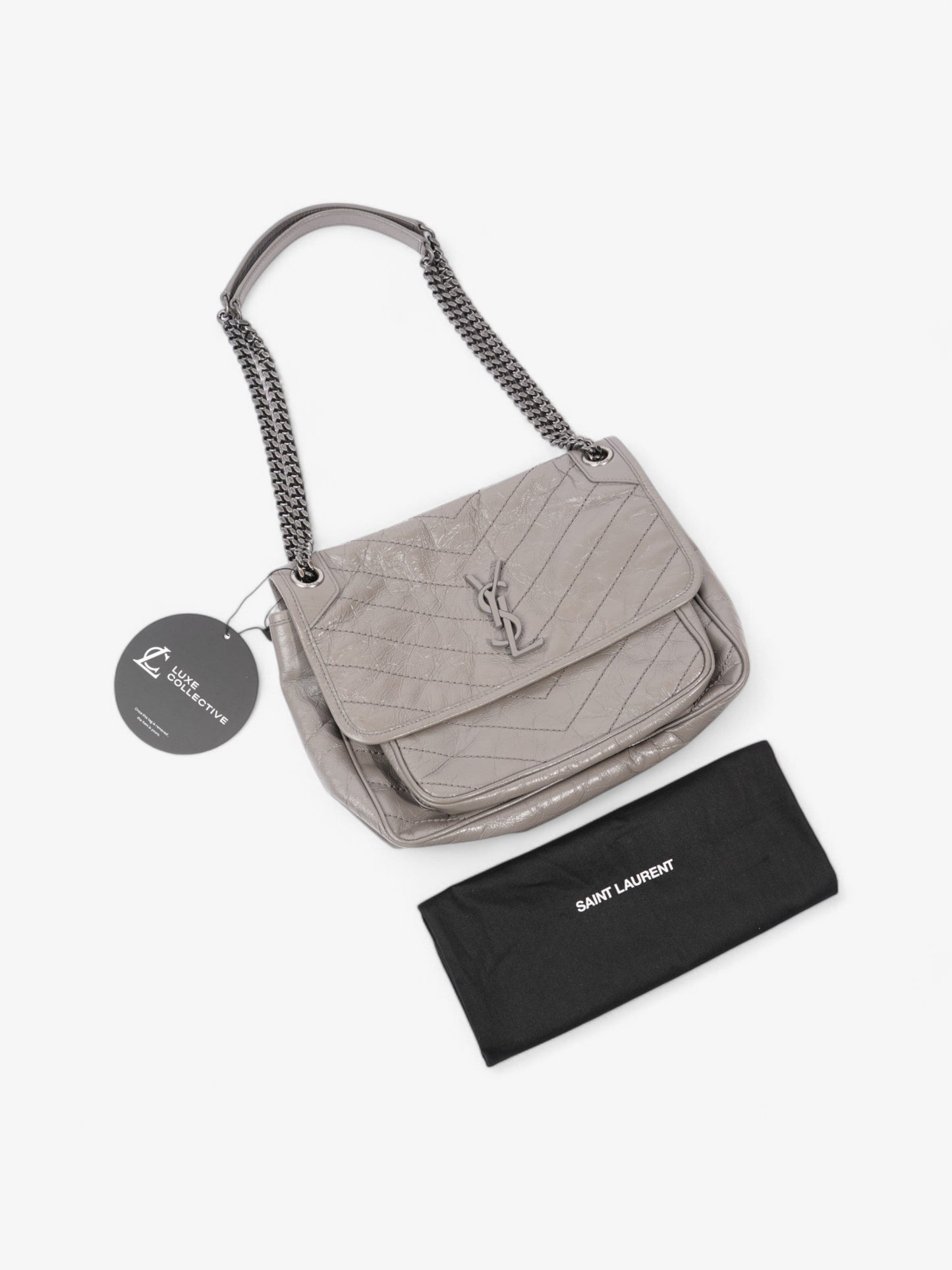 Saint Laurent Niki Grey Calfskin Leather Medium