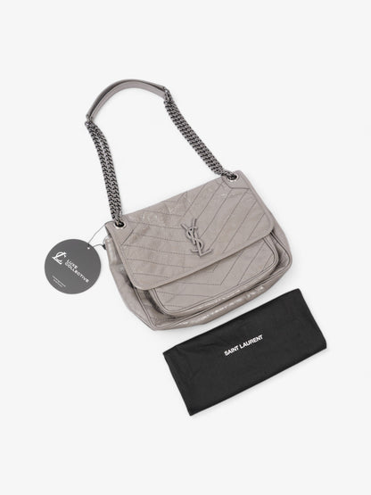 Saint Laurent Niki Grey Calfskin Leather Medium