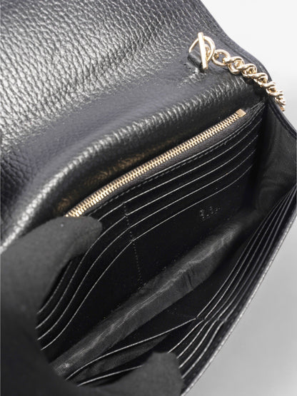 Gucci Dollar Interlocking G Chain Wallet Black Calfskin Leather