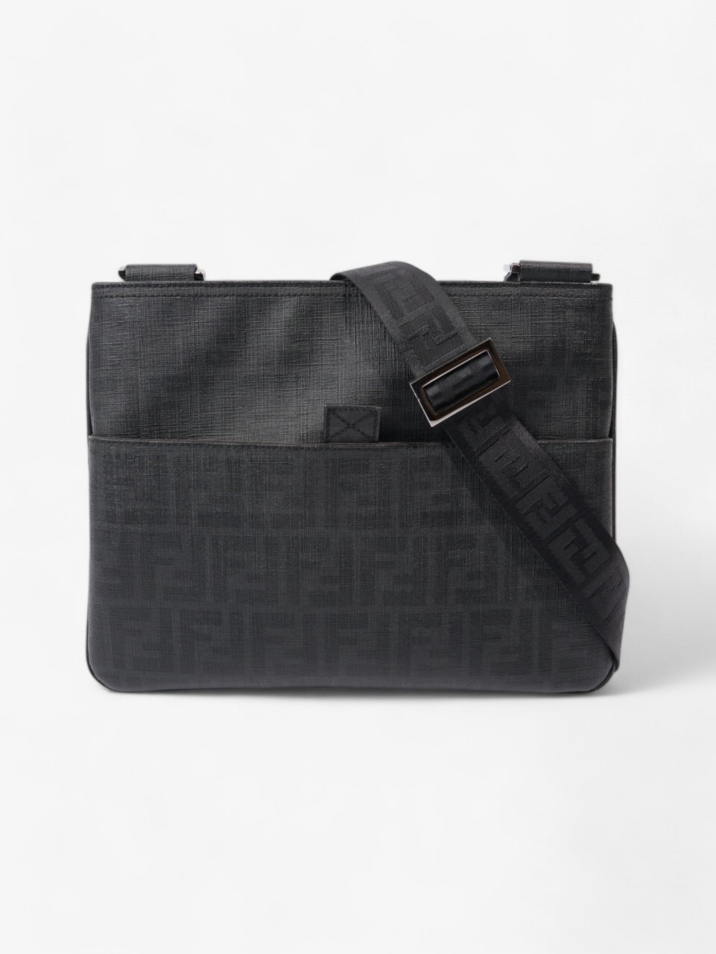 Fendi Zucca Shoulder Bag Black Canvas