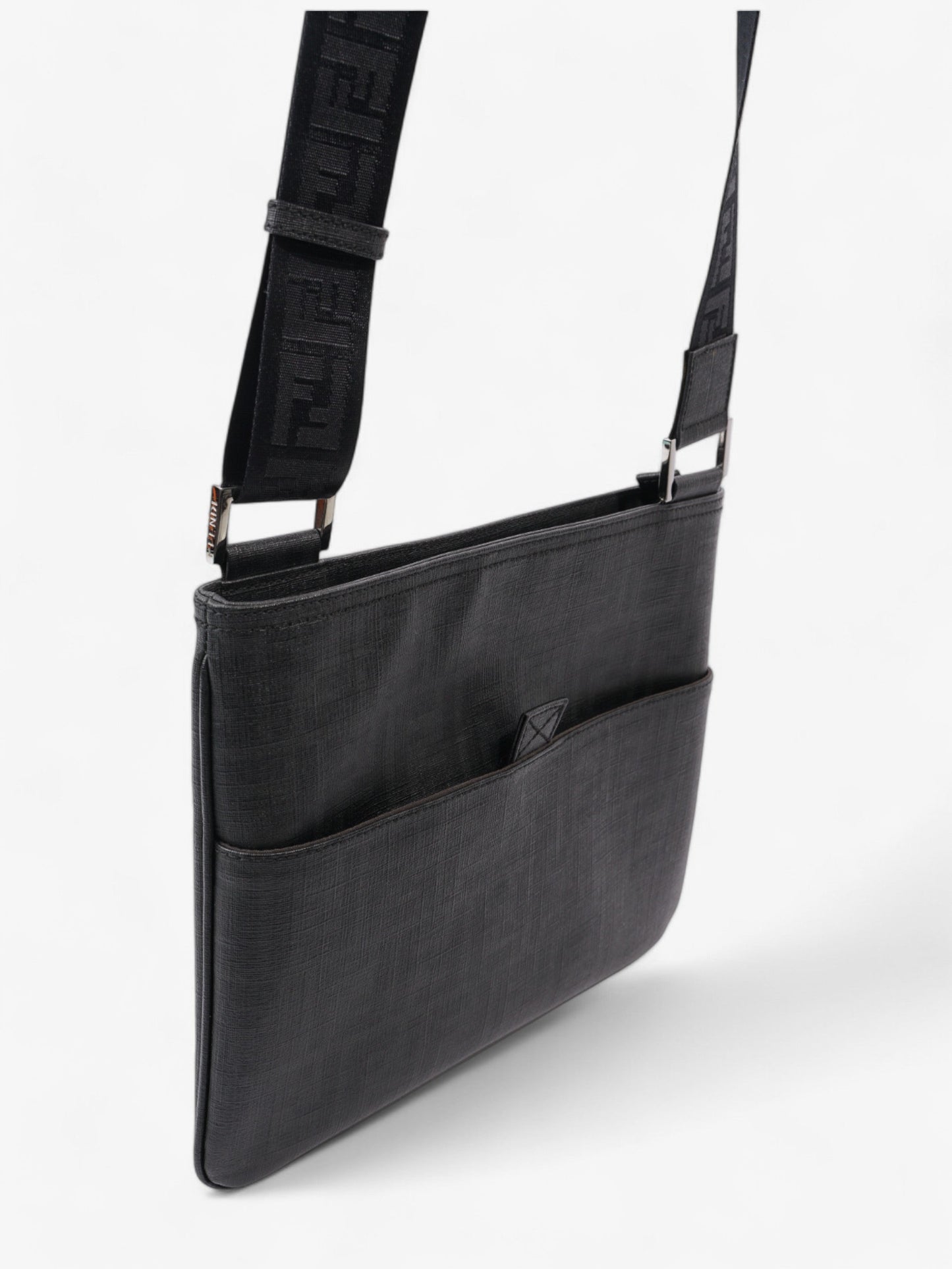 Fendi Zucca Shoulder Bag Black Canvas