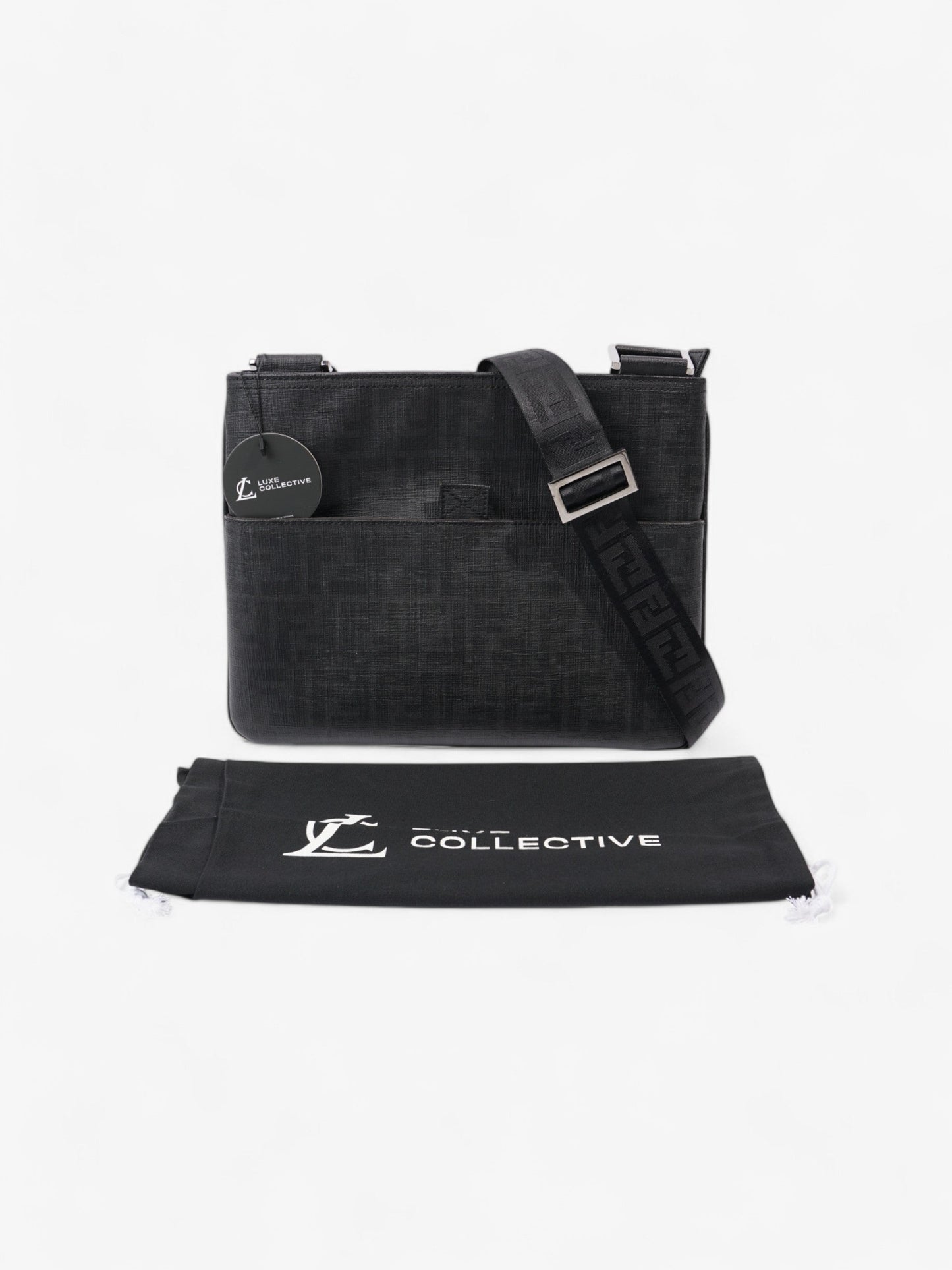 Fendi Zucca Shoulder Bag Black Canvas