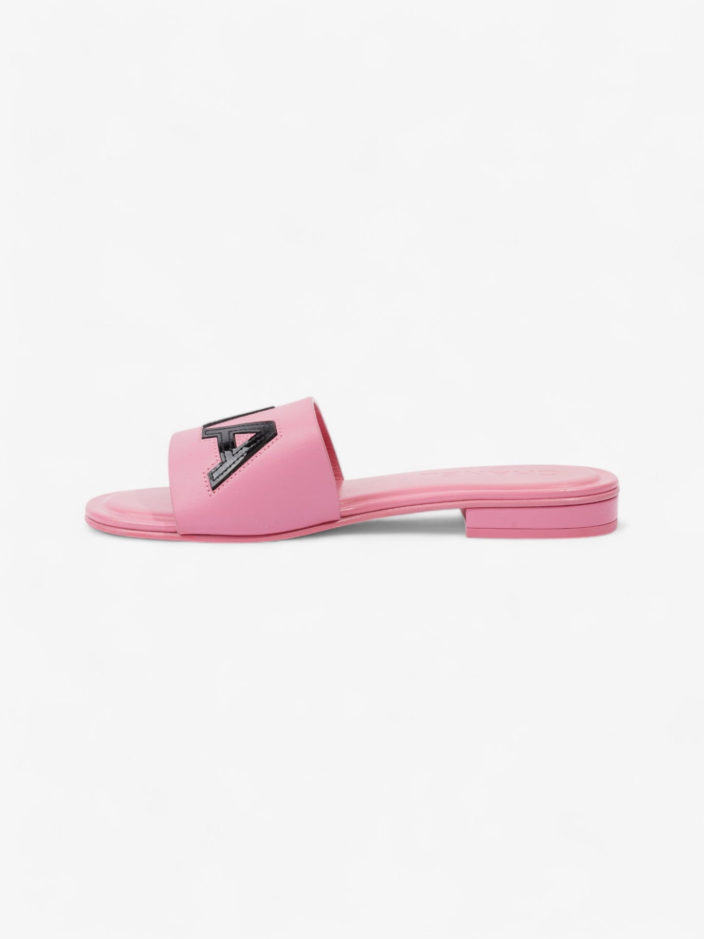 Chanel Logo Slides Pink / Black Leather EU 37 UK 4