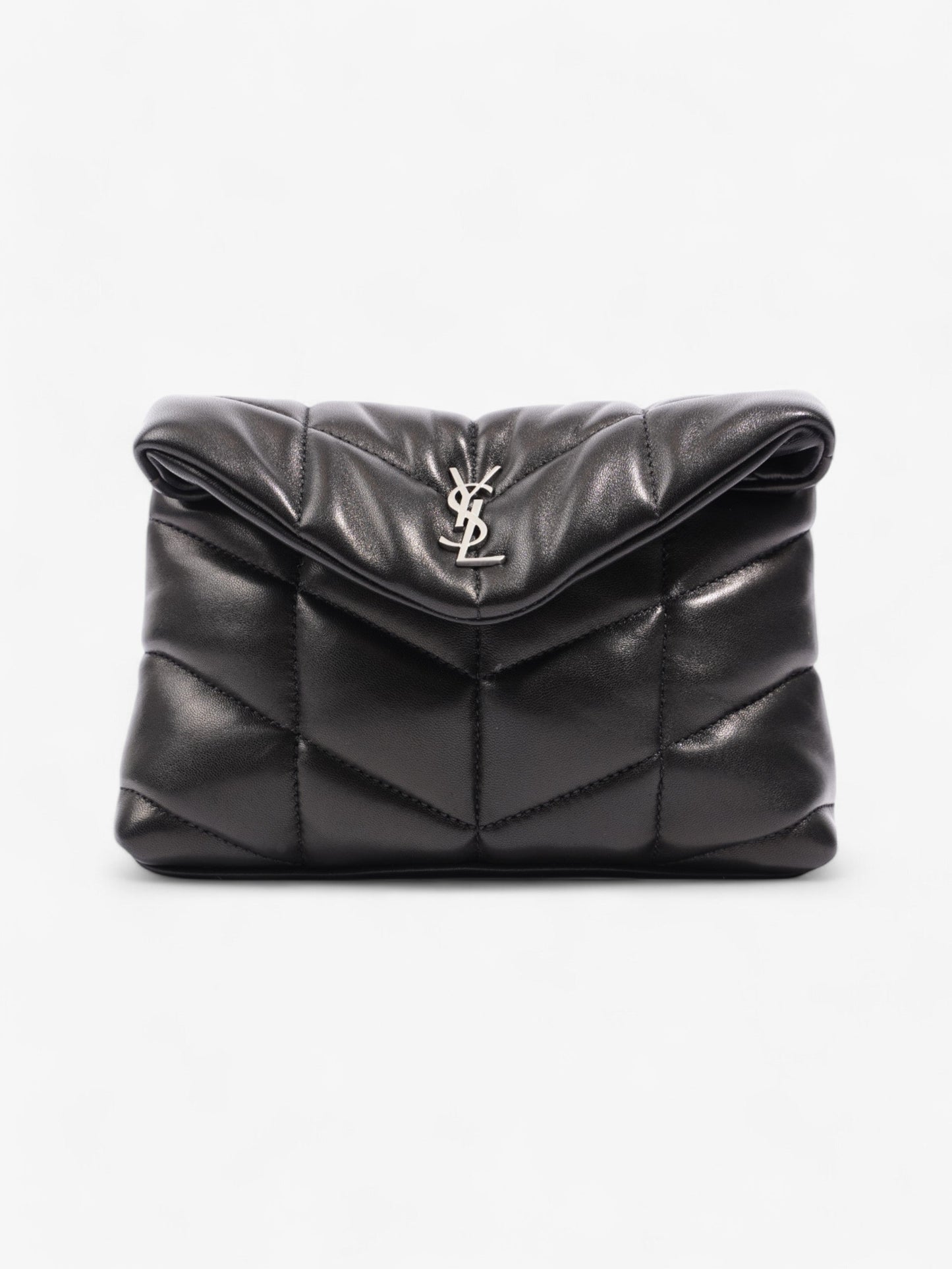 Saint Laurent Puffy Pouch Black Calfskin Leather