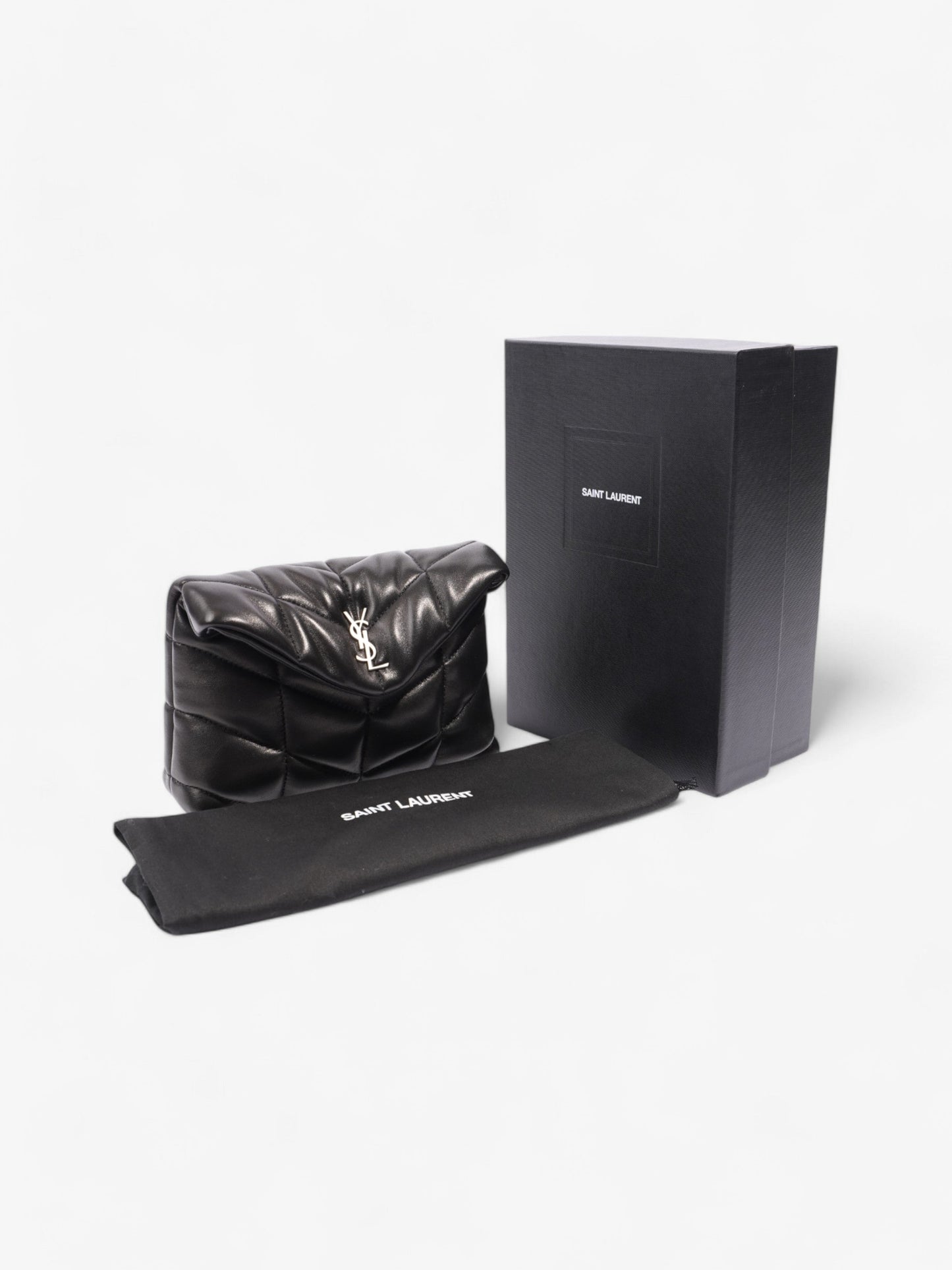 Saint Laurent Puffy Pouch Black Calfskin Leather
