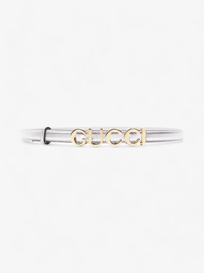 Gucci Buckle Thin Belt Silver Leather 85cm / 34"