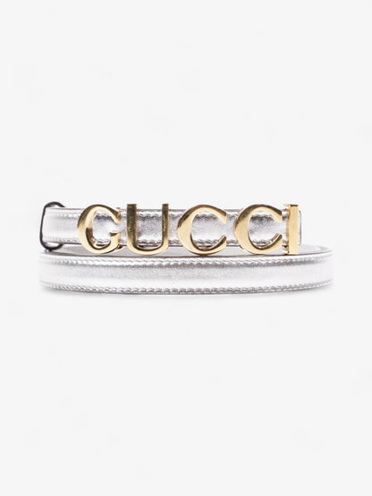 Gucci Buckle Thin Belt Silver Leather 85cm / 34"