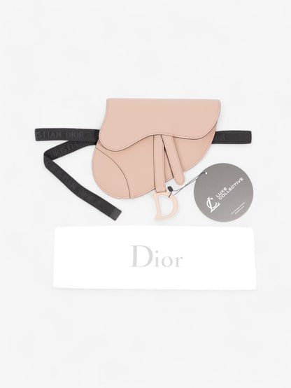 Christian Dior Saddle Pouch Pink Nude Calfskin Leather