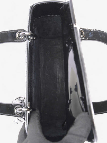 Christian Dior Lady Dior Black Patent Leather Medium
