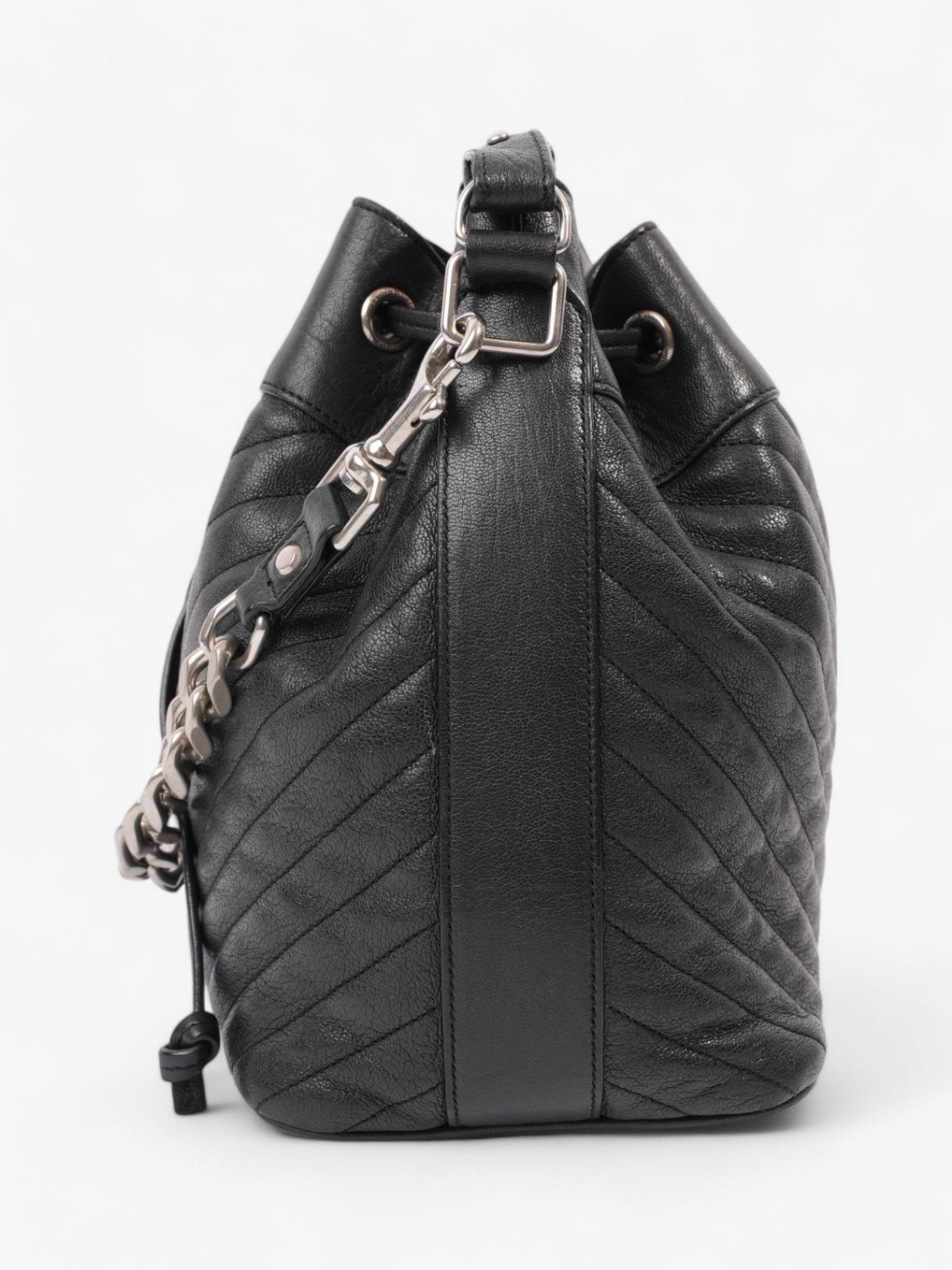 Saint Laurent Emmanuelle Bucket Bag Black Calfskin Leather Medium