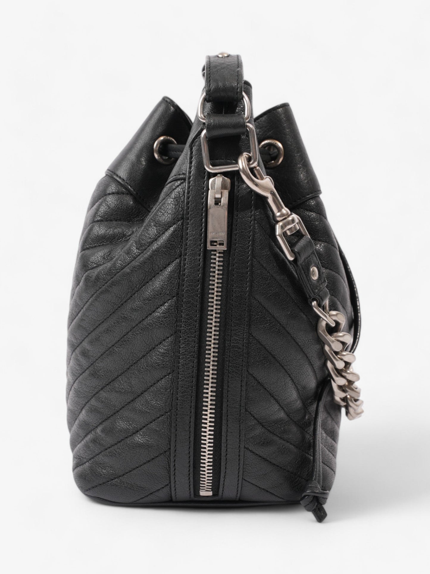Saint Laurent Emmanuelle Bucket Bag Black Calfskin Leather Medium