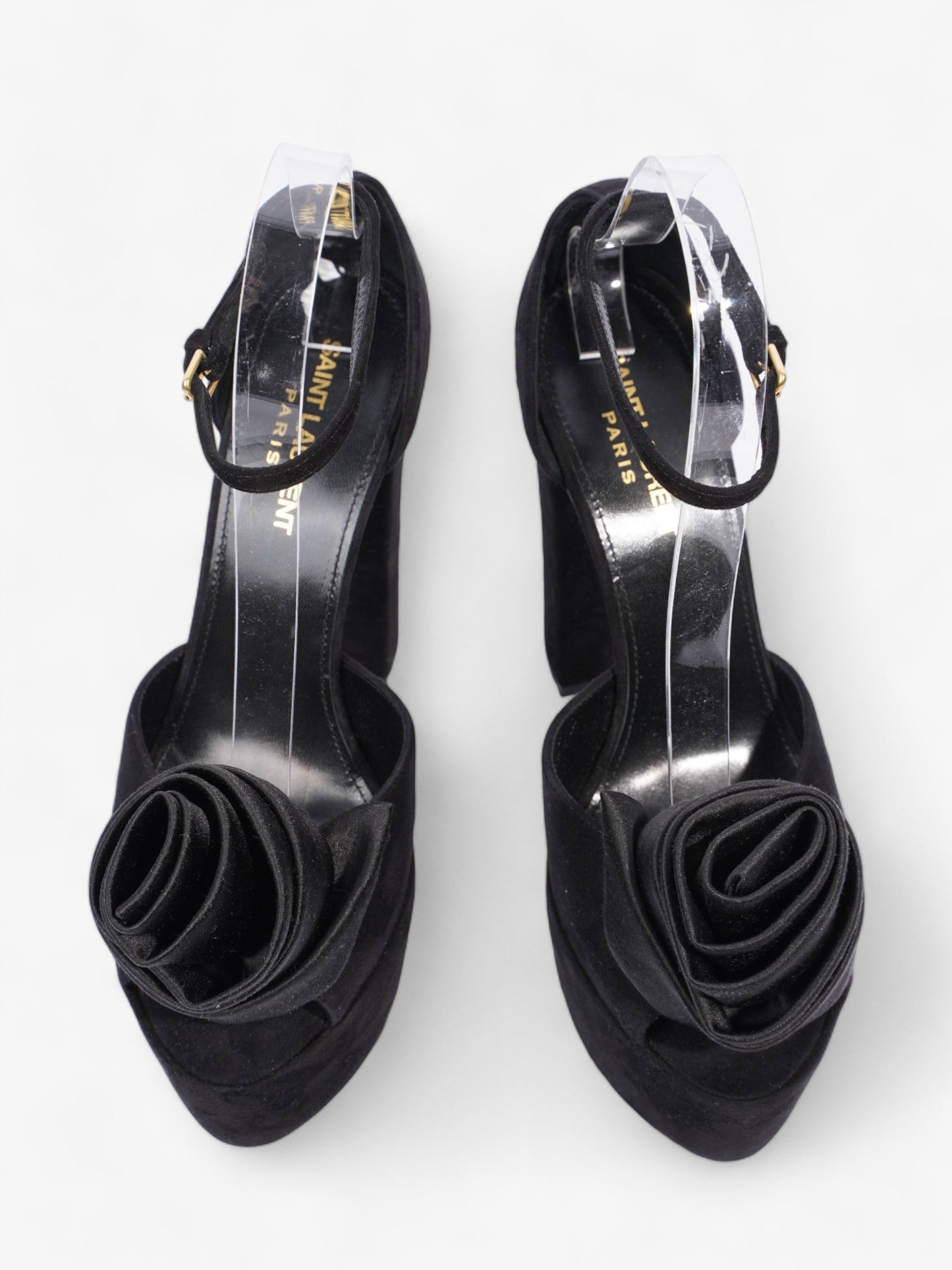Saint Laurent Platform Sandal 130 Black Velvet EU 38 UK 5