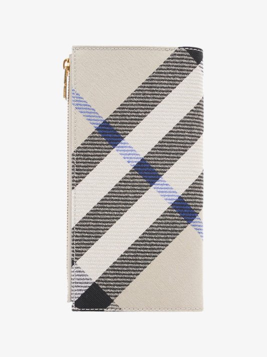 Burberry Check Press Stud Wallet Lichen Cotton
