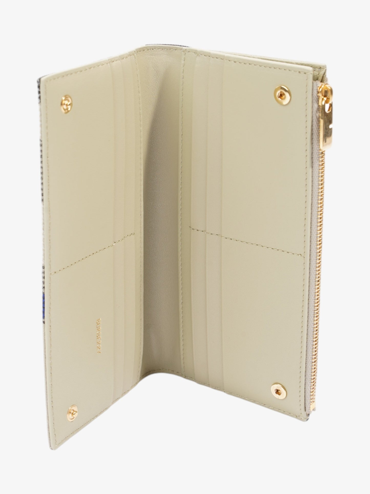Burberry Check Press Stud Wallet Lichen Cotton