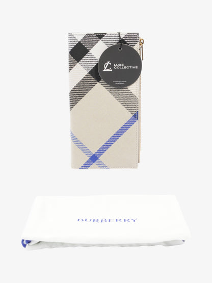 Burberry Check Press Stud Wallet Lichen Cotton